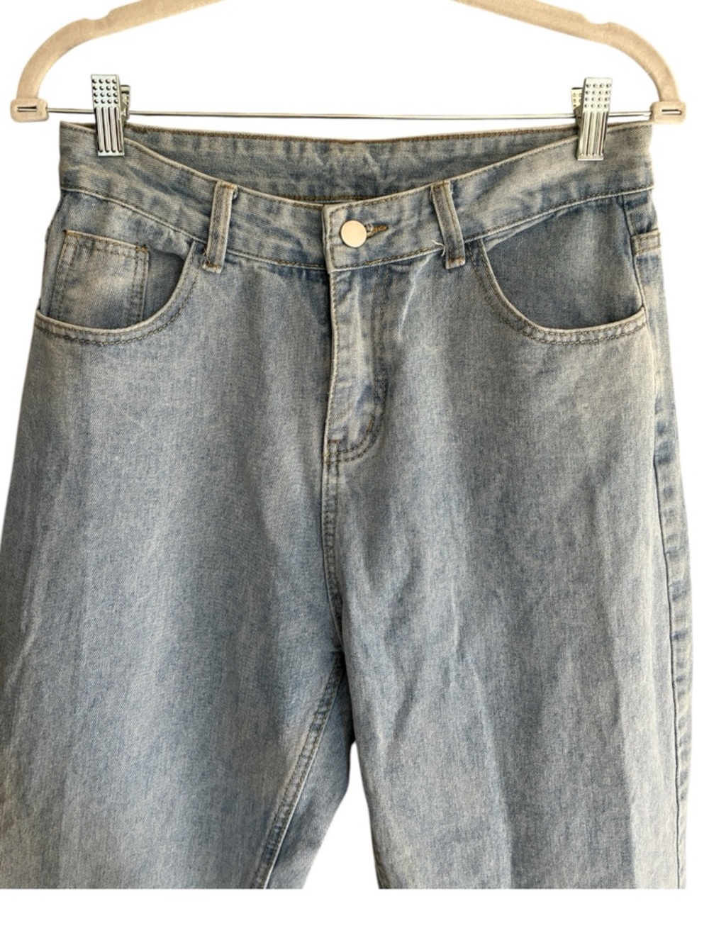 Slouchy Relaxed Grunge Skater High-Rise Light Wash Denim Dad Jeans Size M/L - Picture 2 of 6
